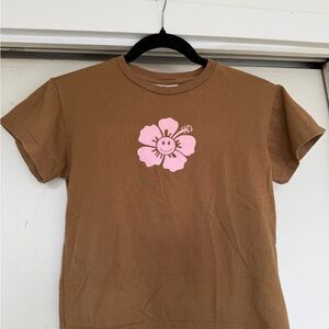 Cute Brown Cotton Baby Tee Pink Graphic Holiday by Em